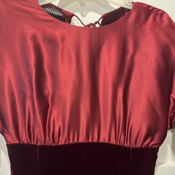 Gillian Velvet And Satin Dark Red Dress Size 8 Open-Back Cocktail Wedding - Picture 3 of 9